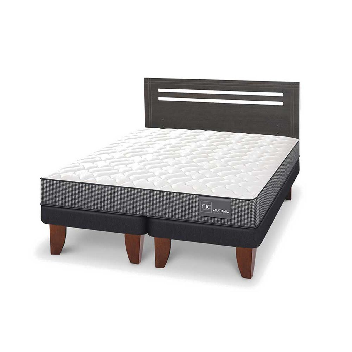 Cama Europea CIC Base Dividida 2 Plazas Anatomic + Respaldo Munich