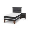 Cama Europea CIC 1,5 Plazas Ortopedic + Respaldo + Velador Torino