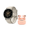 Kit Smartwatch Lhotse Vibe 05 Cream + Audífonos Rosado