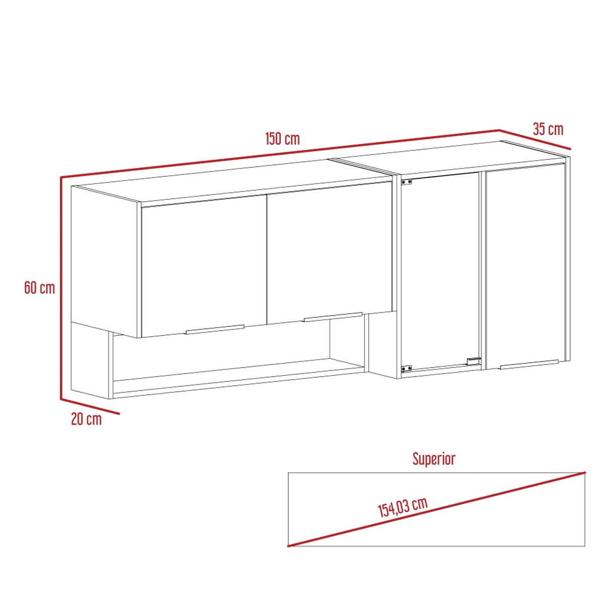 Mueble de Cocina Superior TuHome Akita