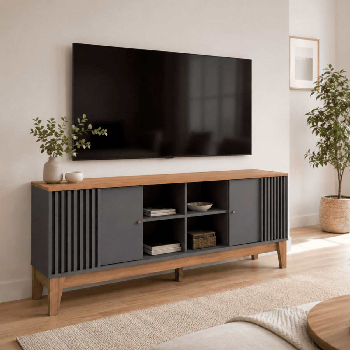 Rack TV Exit Florencia hasta 70" Nogal Grafito