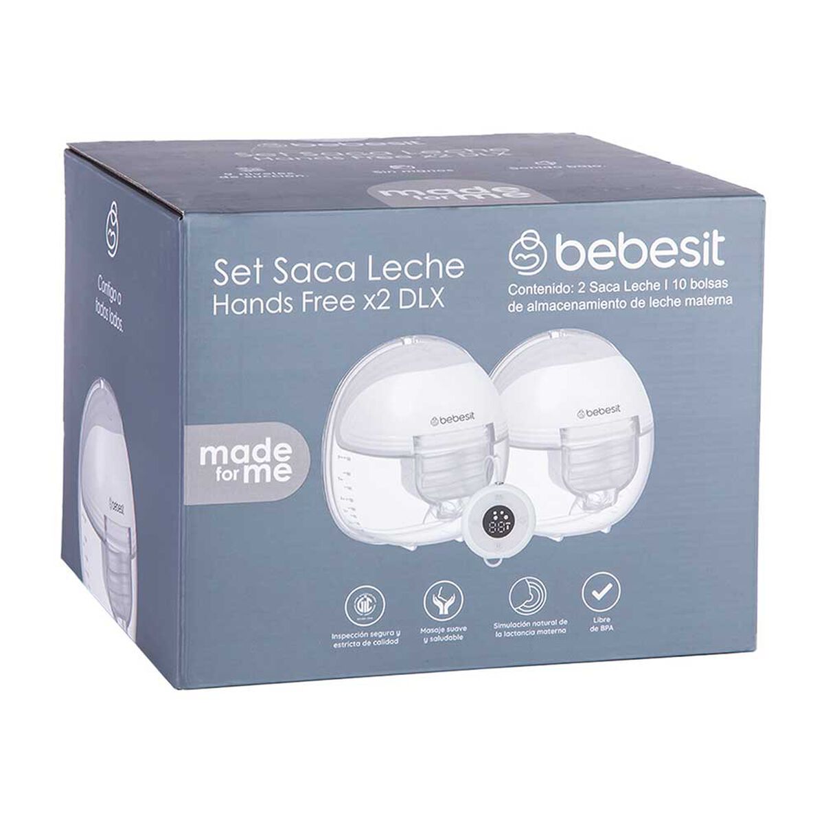 Extractor Leche Materna Doble + Control Remoto + 10 Bolsas Bebesit