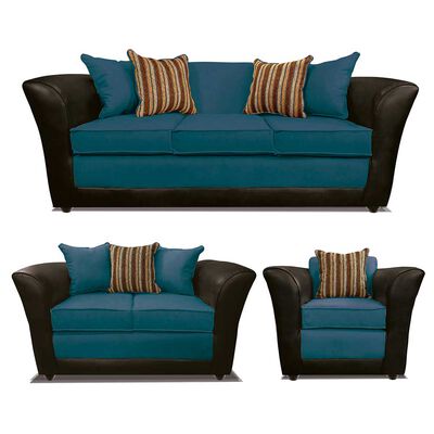 Juego de Living Elegant Detail Minesota Sofá 3 Cuerpos + Sofá 2 cuerpos + Sillón 1 Cuerpo Azul