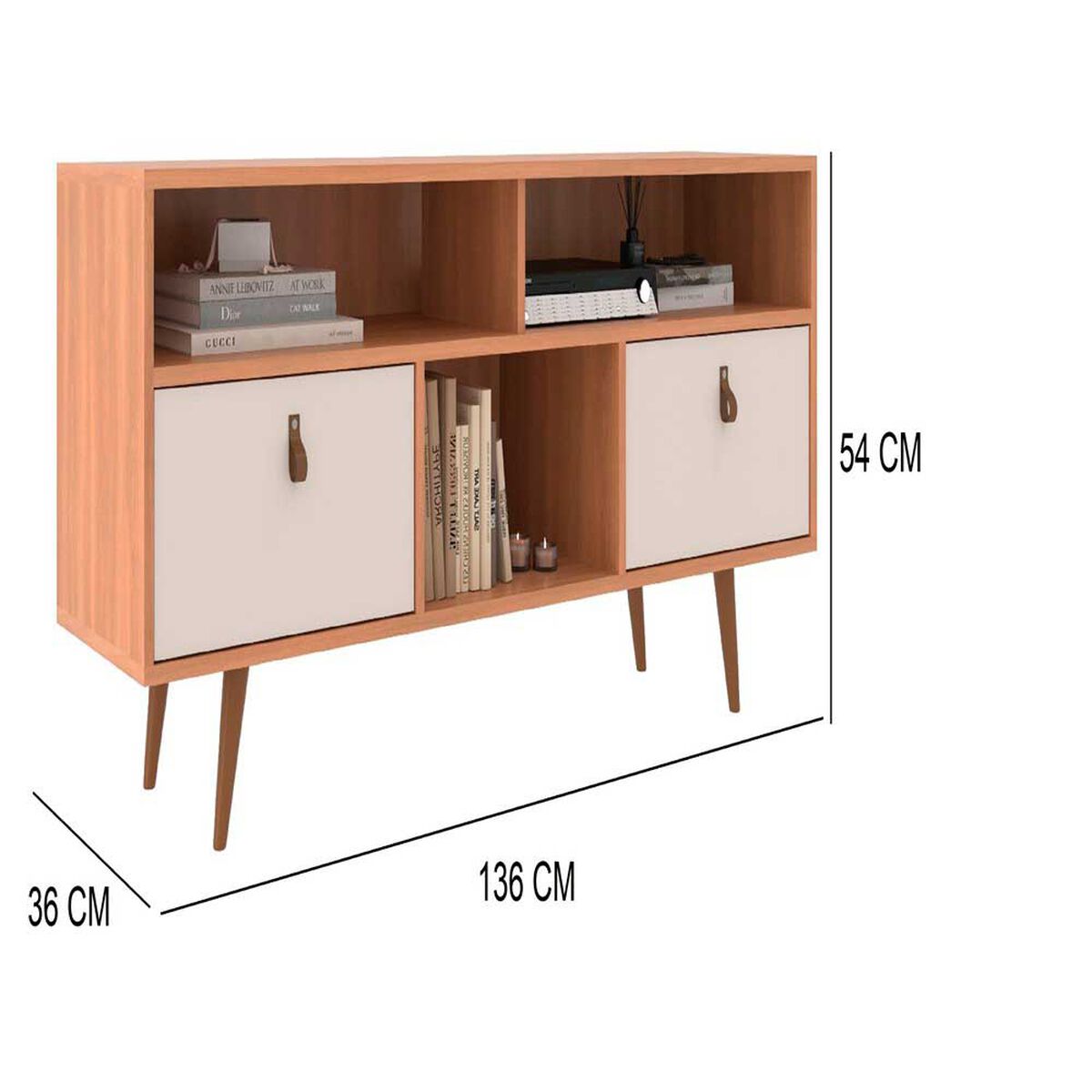 Rack TV Altavision Chicago Hasta 55" Café blanco