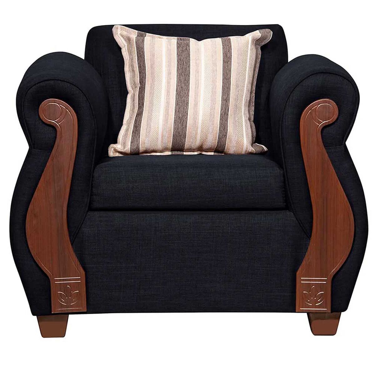 Juego de Living Ruzam Mobel Bego&ntilde;a Sof&aacute; 3 Cuerpos + Dos Sillones 1 Cuerpo Lino Negro