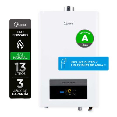 Calefont Gas Natural Midea MGWH13-26EQPCLW-GN Tiro Forzado 13 lts.