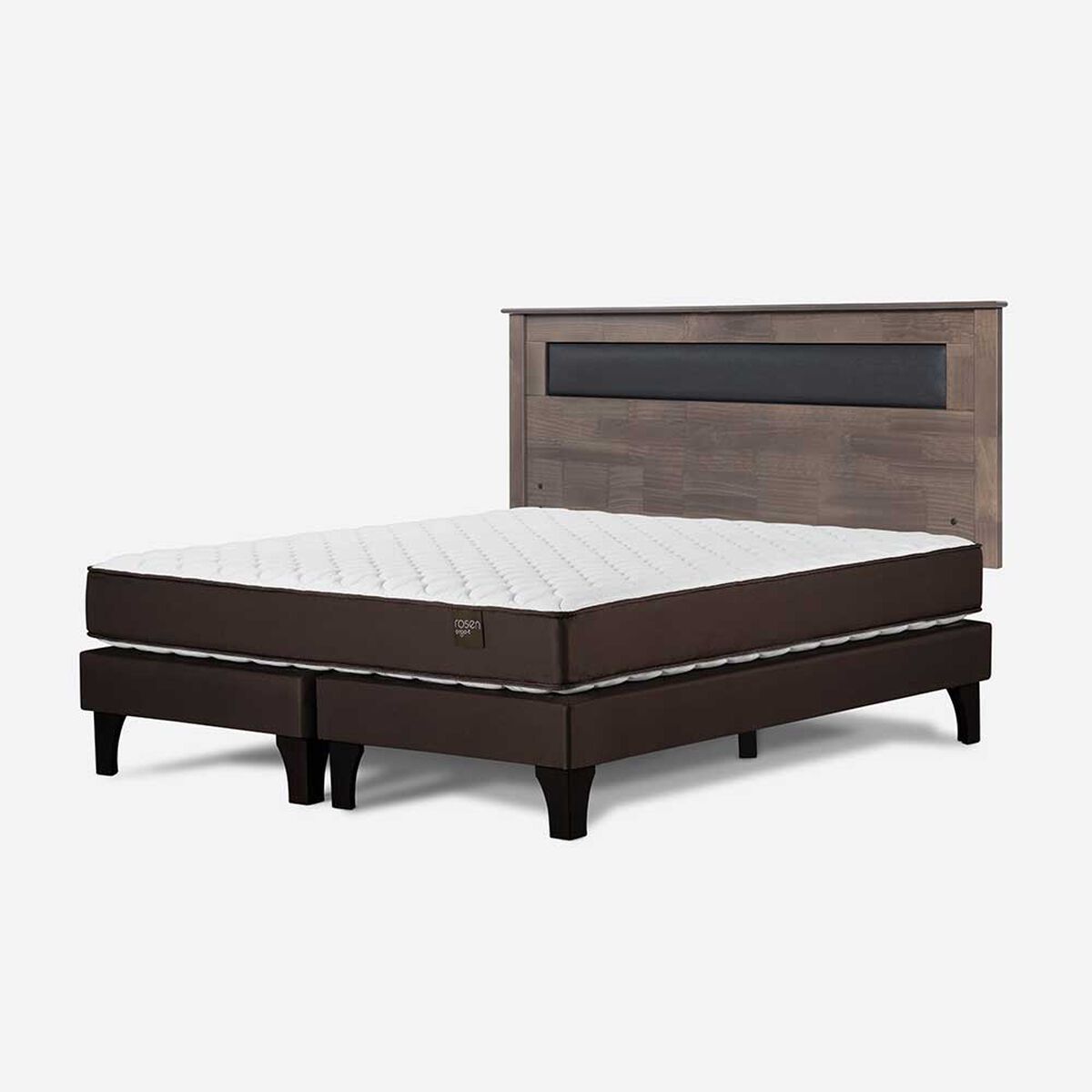 Cama Europea Rosen Base Dividida 2 Plazas New Ergo T + Respaldo Ferrera Gris