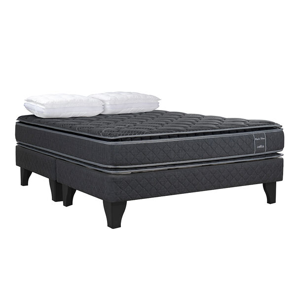 Cama Europea Celta Black Elite King + 2 Almohadas Cotton Top 50 x 90 cm