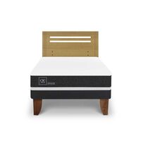 Cama Europea CIC 1,5 Plazas Ortopedic + Respaldo Munich Mostaza