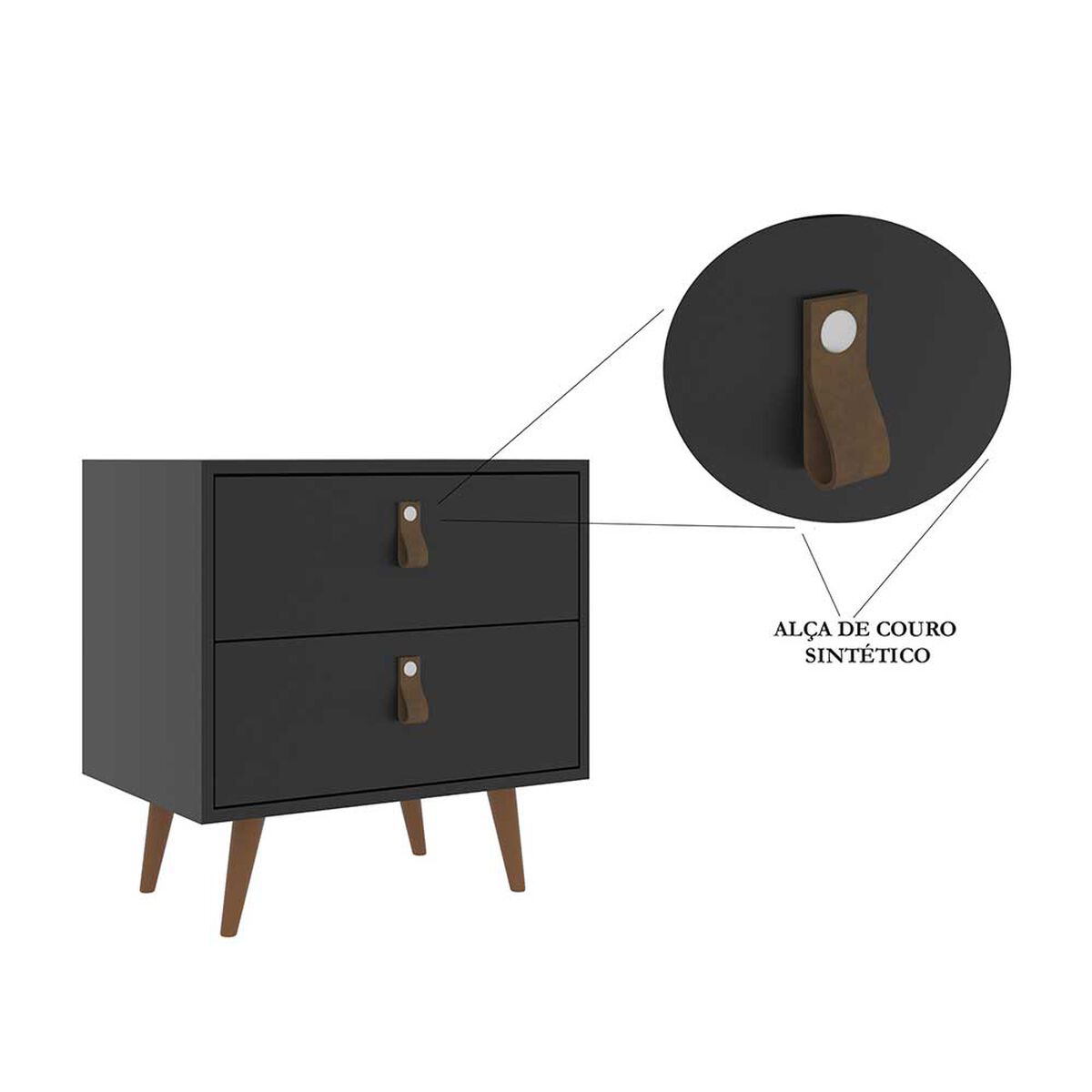 Velador Di Poretti Design Padua 2 Cajones Negro