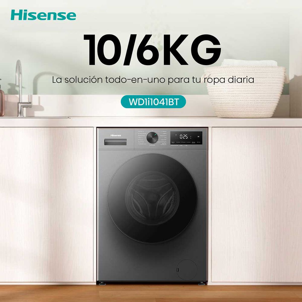 Lavadora Secadora Carga Frontal Hisense WD1i1041BT 10/6 Kg Titanium