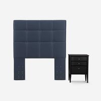 Respaldo + Velador Rosen 1,5 Plazas Issey Azul