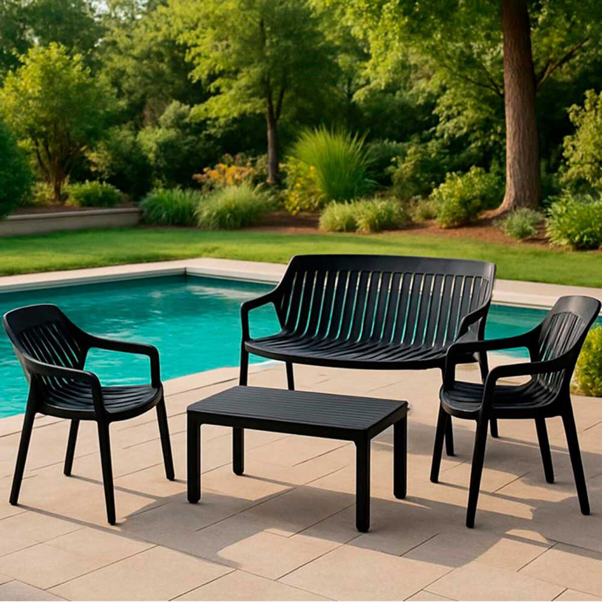 Juego de Terraza Idetex M&aacute;laga 4 Cuerpos Negro