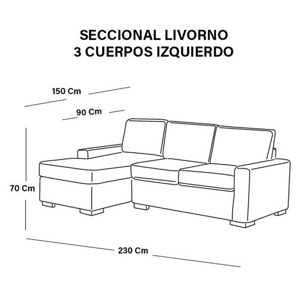 Sofá Seccional Izquierdo Latam Home Livorno 3 Cuerpos Negro