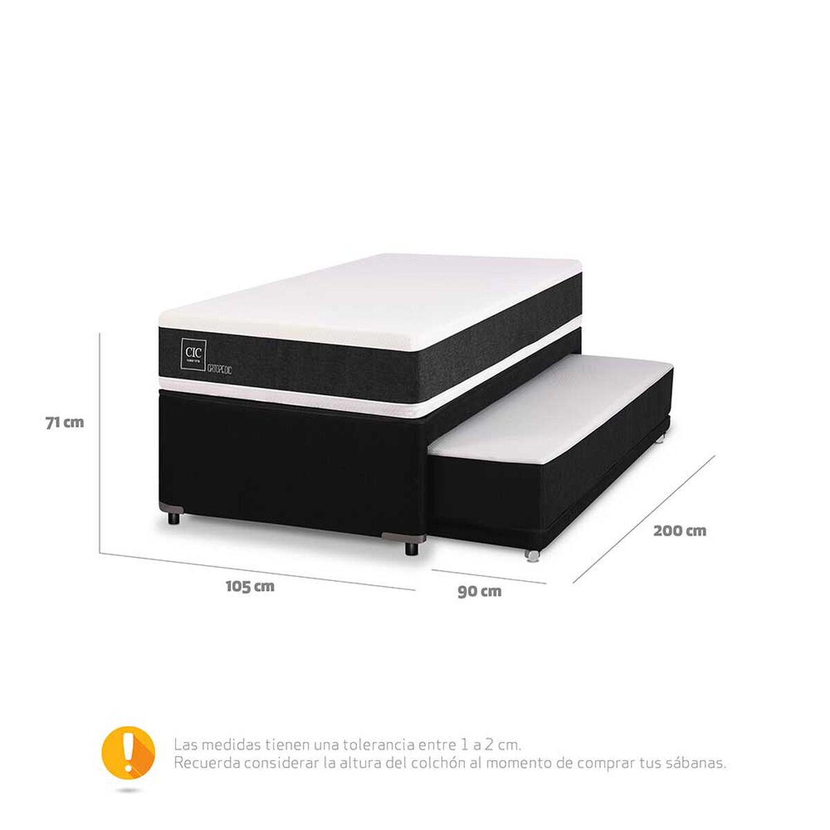 CIC Cama Nido 1,5 Plazas Ortopedic 200 x 195 cm