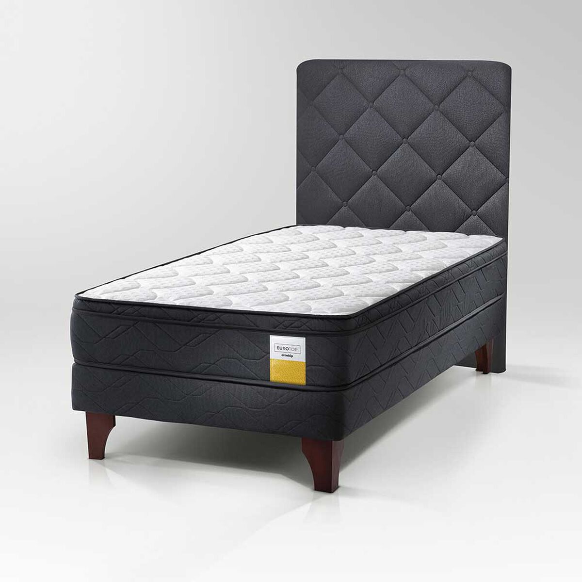 Cama Europea Drimkip 1,5 Plazas Eurotop + Respaldo Capitone
