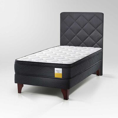 Cama Europea Drimkip 1,5 Plazas Eurotop + Respaldo Capitone