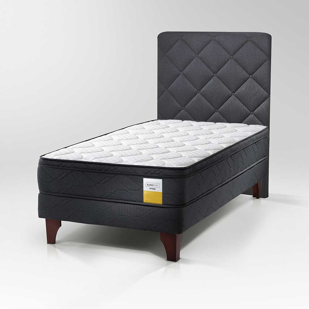 Cama Europea Drimkip 1,5 Plazas Eurotop + Respaldo Capitone