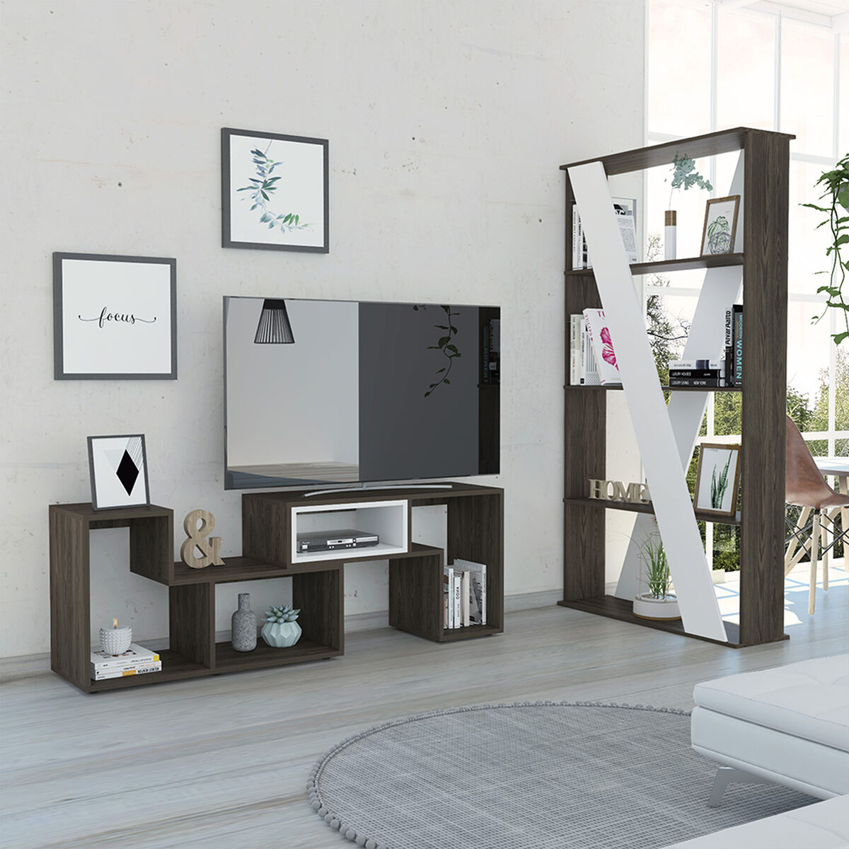 Combo Rack Extensible TV Hasta 40" + Separador de Ambientes TuHome Beijing