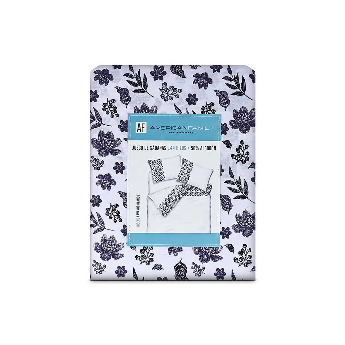 Juego de S&aacute;banas American Family King Lavande Blanco 144 Hilos Blanco