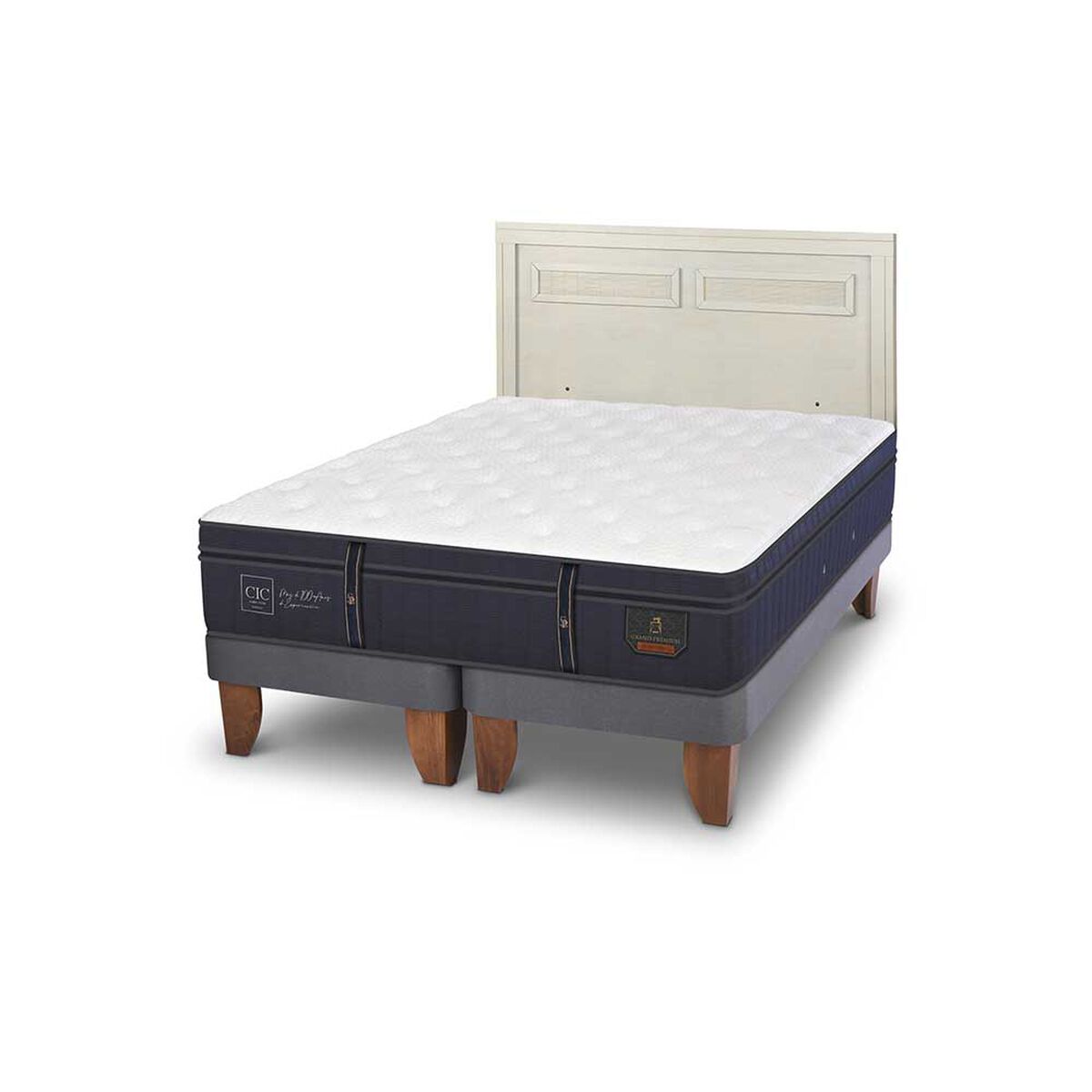 Cama Europea CIC Base Dividida 2 Plazas Grand Premium + Respaldo Milan Alpino