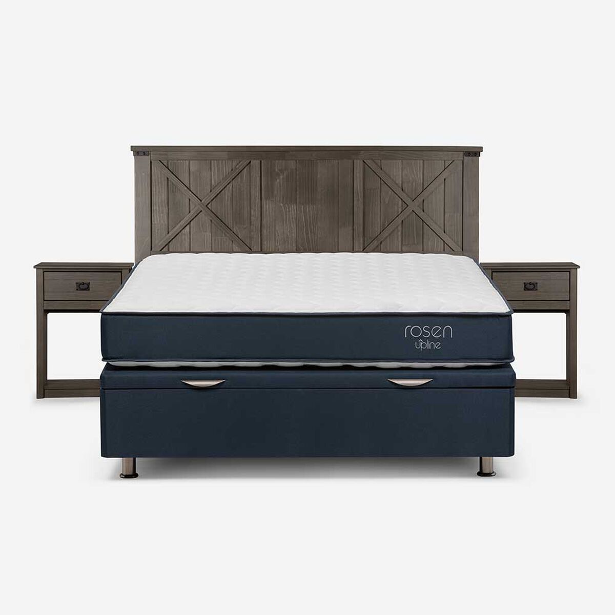 Boxet Rosen 2 Plazas UpLine + Respaldo + 2 Veladores Ray