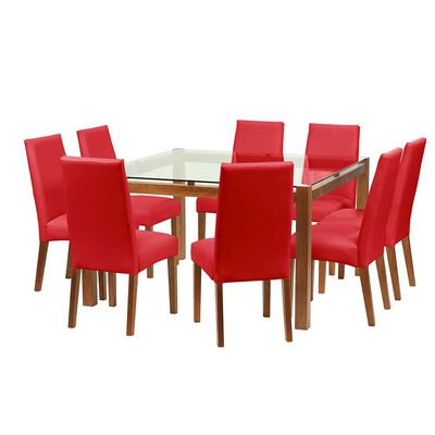 Juego de Comedor Latam Home Barcelona 8 Sillas Rojo