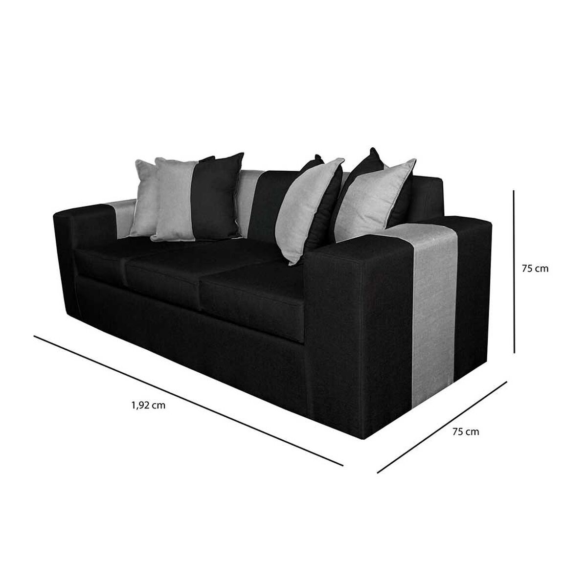 Sofa + 2 Pouff A&M Home Benjamin Negro Gris