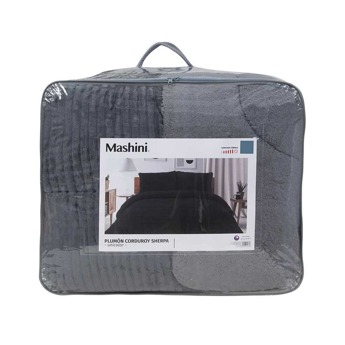 Plumón Liso Mashini 2 Plazas Corduroy Coral Sherpa Marengo