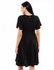 Vestido Midi Liso Manga Corta Vuelos Mujer Zibel