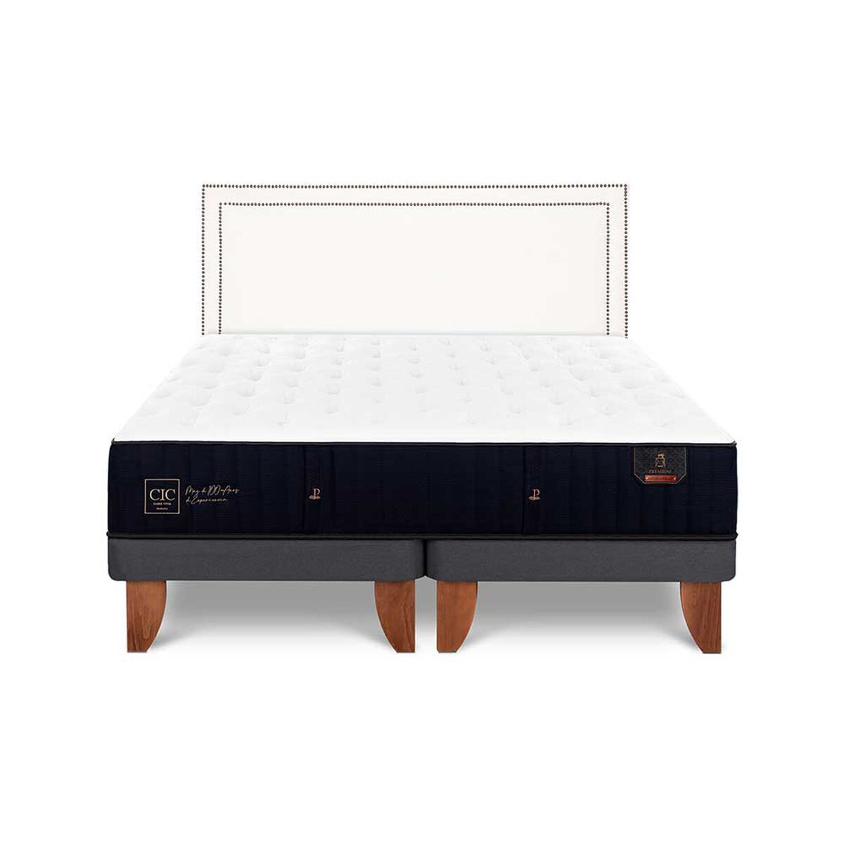 Cama Europea CIC Base Dividida King Premium + Respaldo Danubio