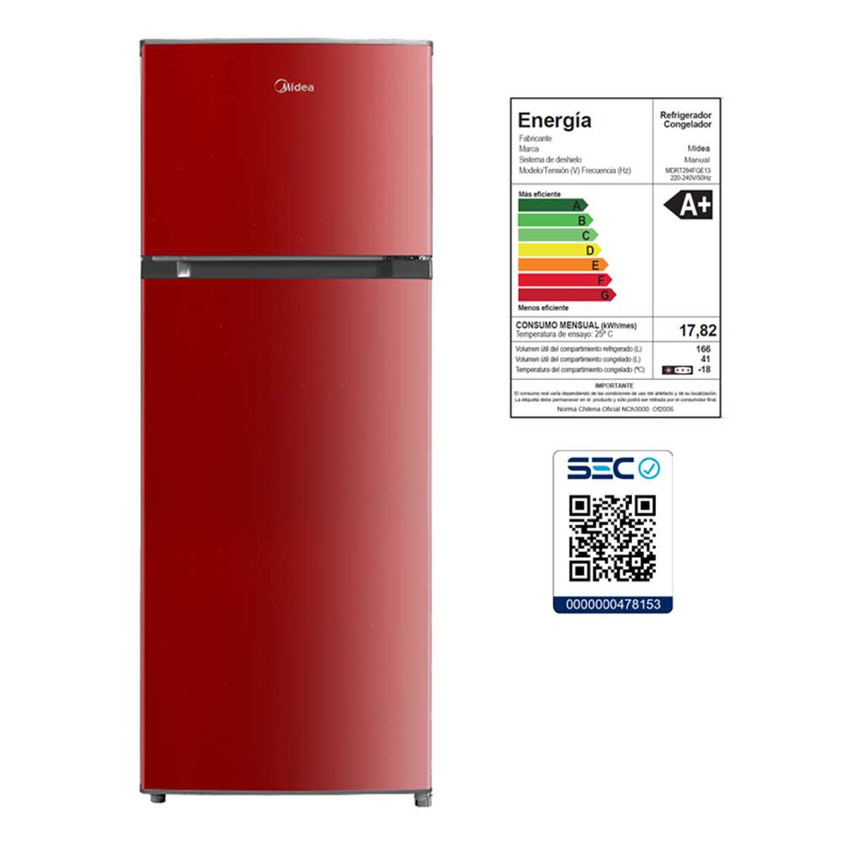 Refrigerador Frío Directo Midea MDRT294FGE13 207 lts.