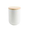 Contenedor Cerámica Hermético Tapa Madera Simplit M Blanco