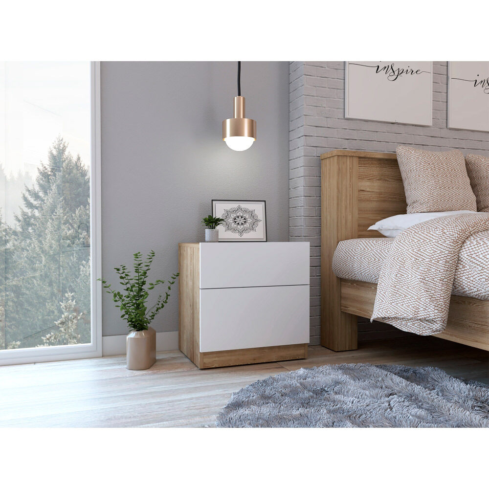 Velador Tuhome Nebraska 1 Cajón Miel Blanco