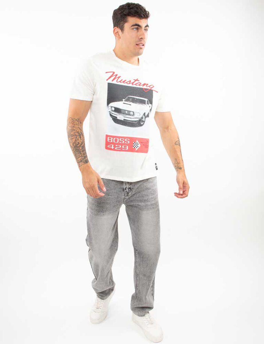 Polera Con Estampado Manga Corta Hombre Icono