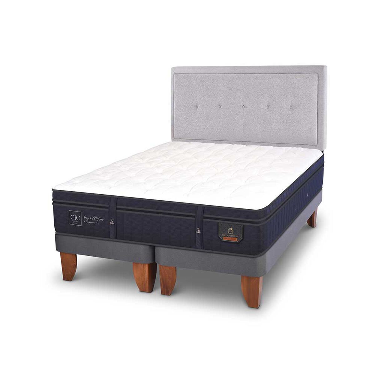 Cama Europea CIC Base Dividida King S&uacute;per Premium + Respaldo