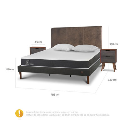 Imagen 2 del producto Cama Europea CIC King New Ortopedic + Respaldo Baker + 2 Veladores + Almohada Viscoelástica