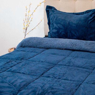 Cubrecama Doral 1,5 Plazas Azul Outboss Sherpa