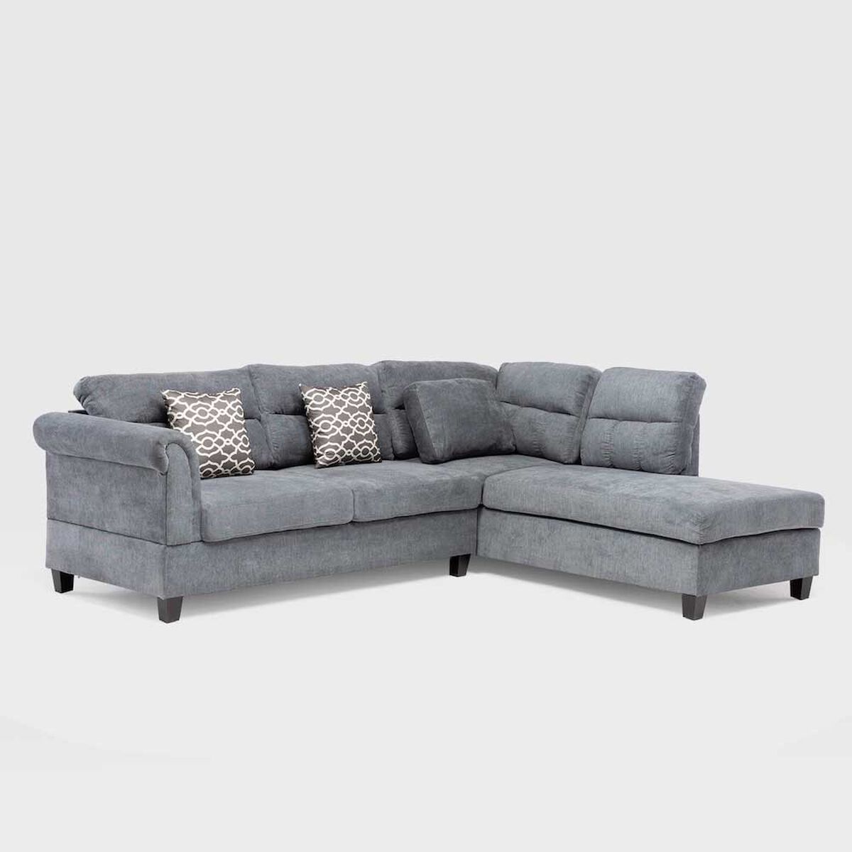 Sof&aacute; Seccional Derecho Daniels 4 Cuerpos Azul Gris&aacute;ceo