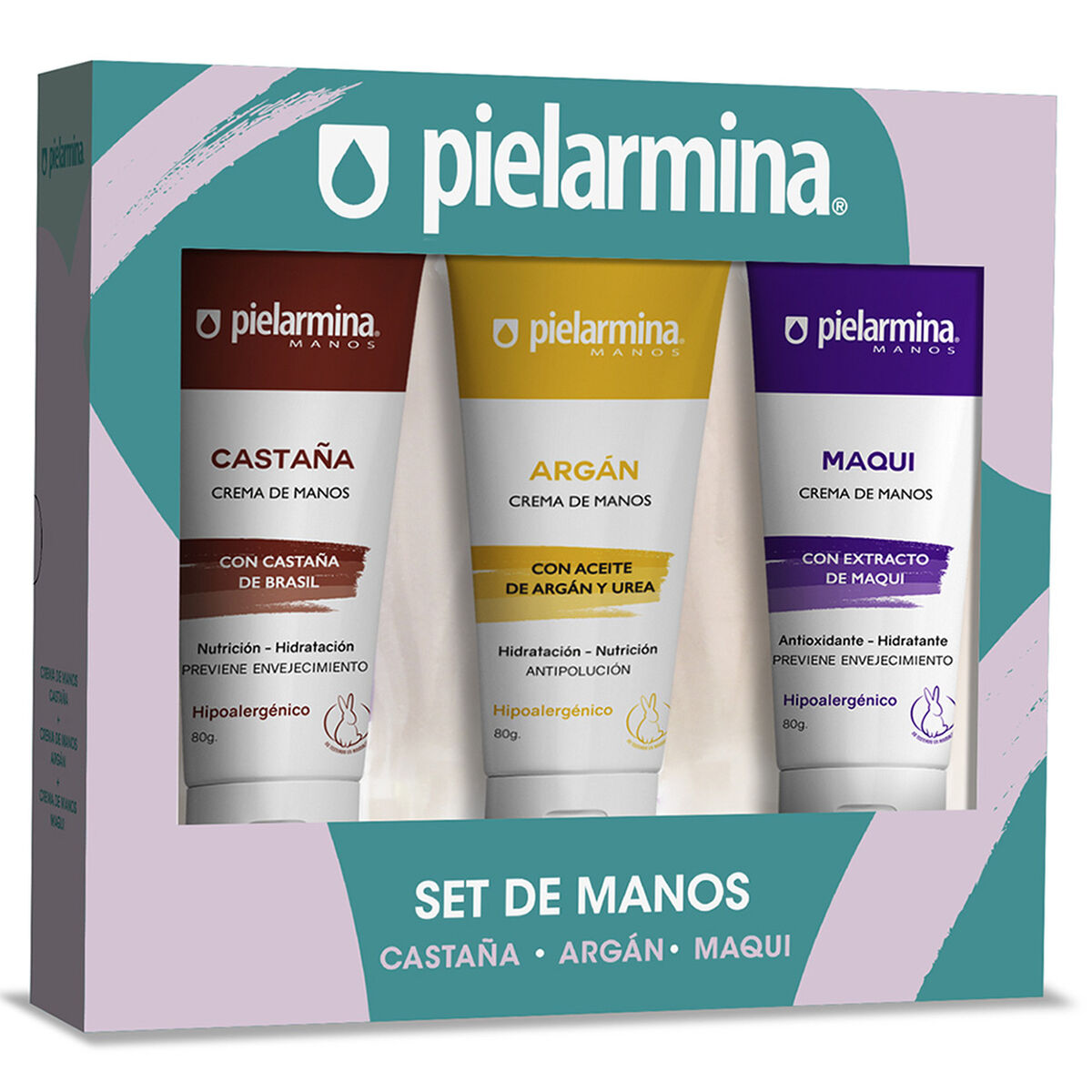 Set de 1 Cremas Maqui  80 gr. + 1 Crema Castaña 80 gr. + 1 Crema Argán 80 gr. Pielarmina