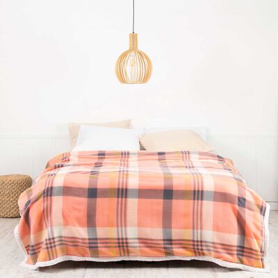 Frazada de Poliéster Mashini 1,5 Plazas Tartan Coral