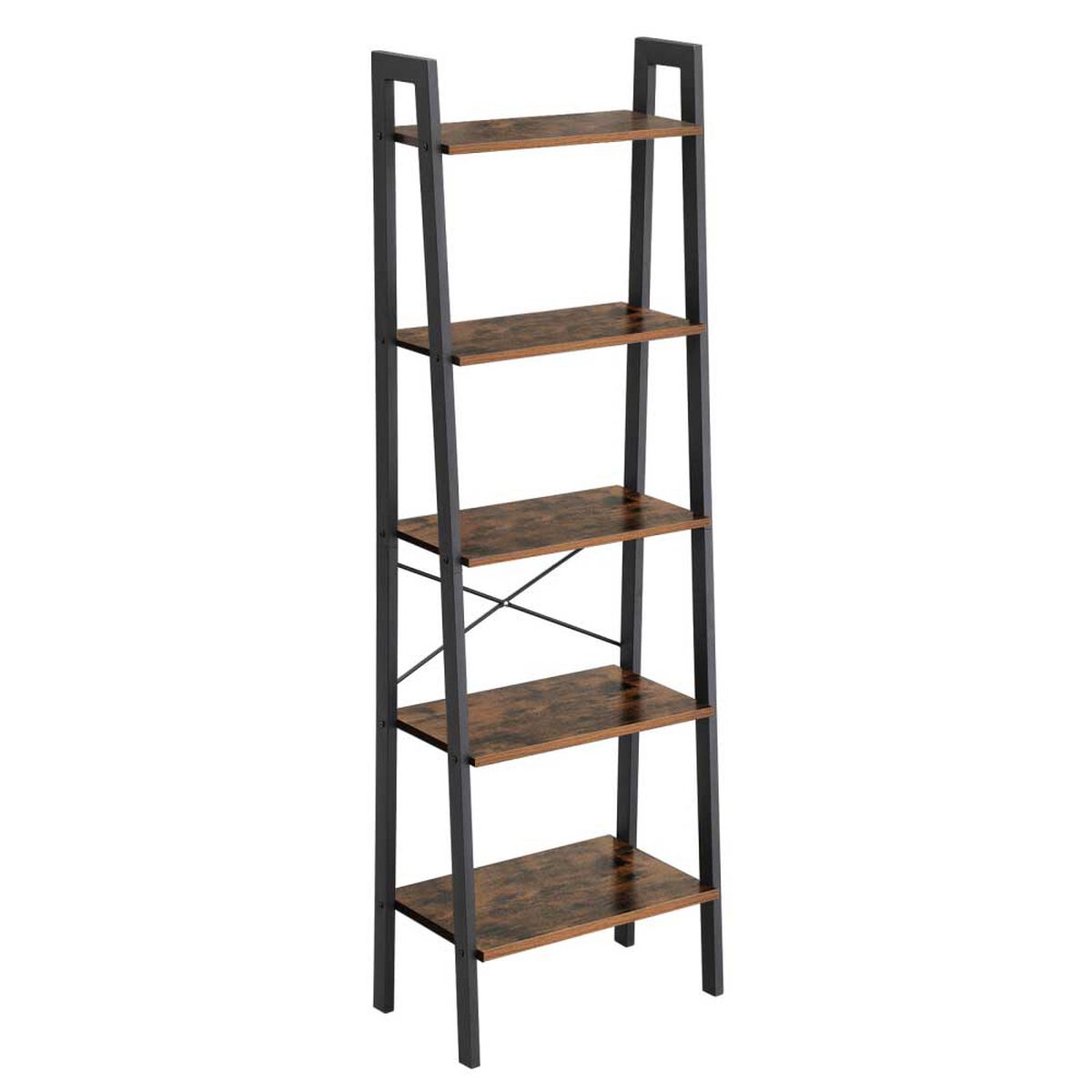 Repisa Escalera Fm Furniture Metalwood Colection Marrón Rústico