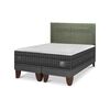 Cama Europea CIC Base Dividida 2 Plazas Lux + Respaldo Milan Olivo