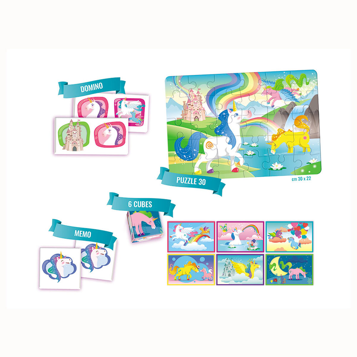 Juego de mesa Clementoni Edukit 4 in 1 - Unicorns