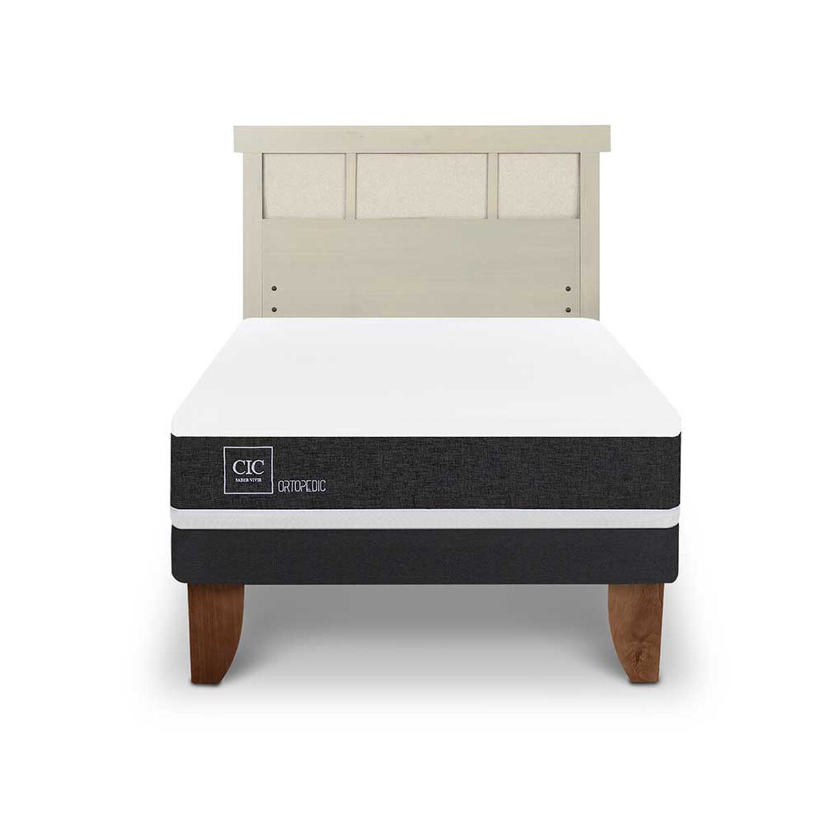 Cama Europea CIC 1,5 Plazas Ortopedic + Respaldo Dublin Alpino