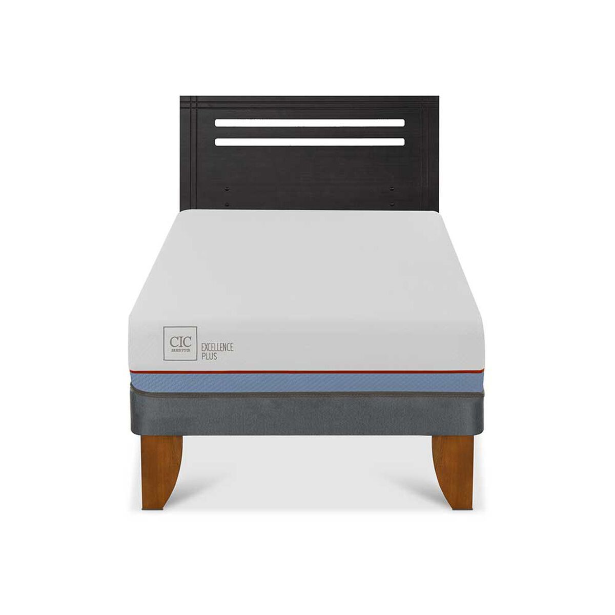 Cama Europea CIC 1,5 Plazas Excellence Plus + Respaldo Munich Negro