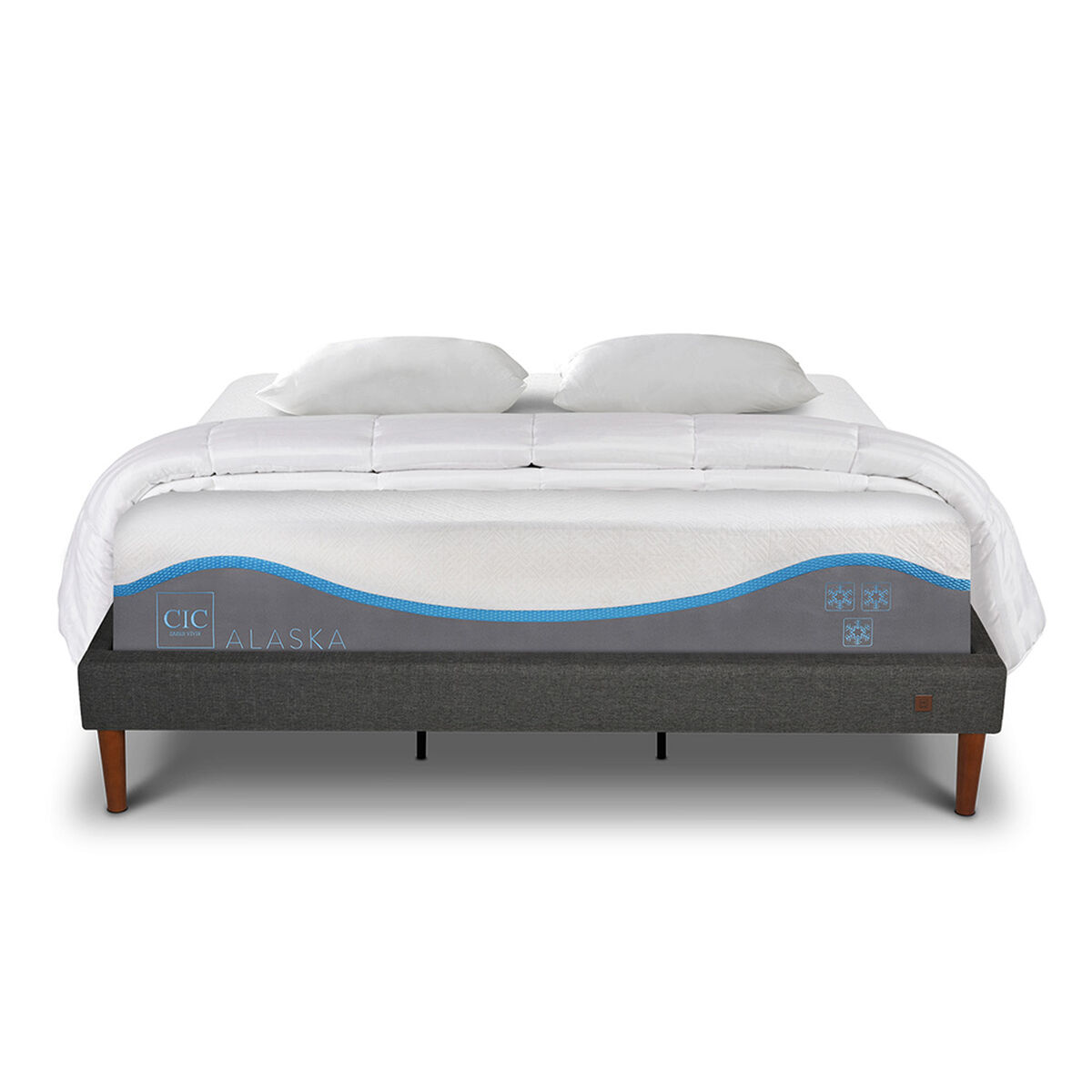 Cama Europea CIC King Alaska + Almohadas + Plum&oacute;n