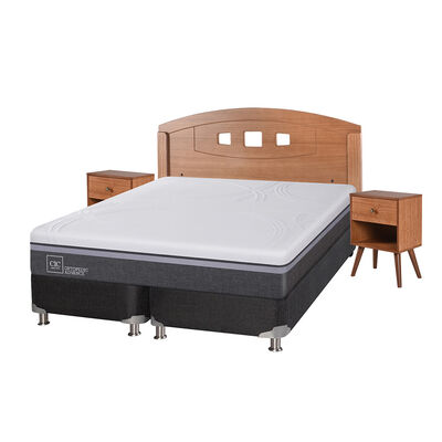 Imagen 2 del producto Box Spring CIC Base Dividida 2 Plazas Ortopedic Advance + Respaldo + 2 Veladores New Gales