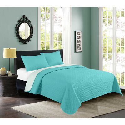 Quilt Estampado Illusions King Bicolor Turquesa