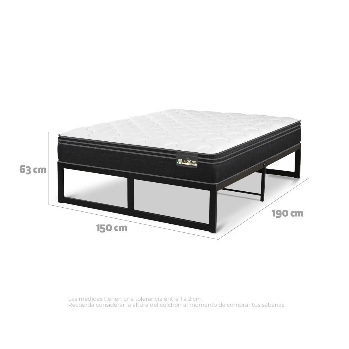 Cama Europea Belsogno 2 Plazas Premium